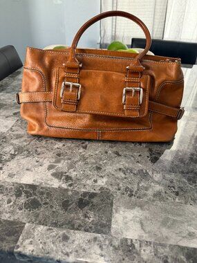 Vintage Michael By Michael Kors distressed leather saddlebag handbag